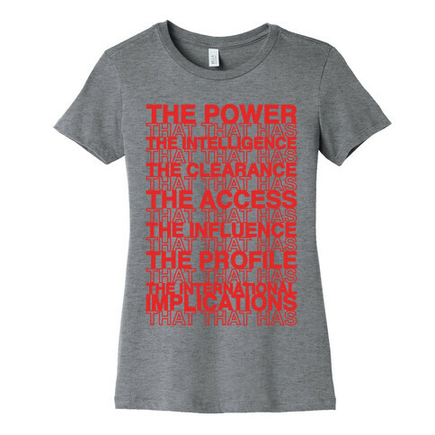 The Power That That Has Quote Thank You Bag Parody Womens T-Shirt