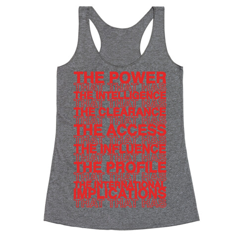 The Power That That Has Quote Thank You Bag Parody Racerback Tank Top