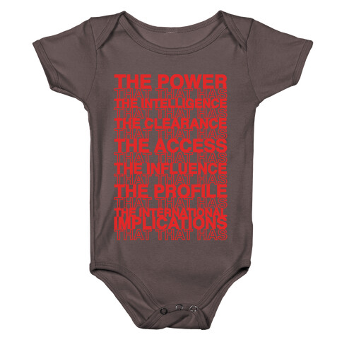 The Power That That Has Quote Thank You Bag Parody White Print Baby One-Piece