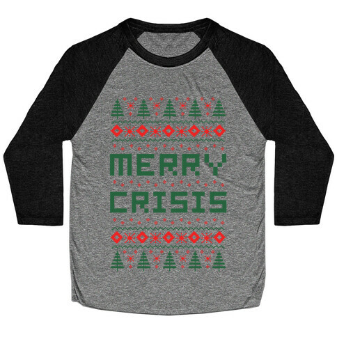 Merry Crisis Ugly Christmas Sweater Baseball Tee