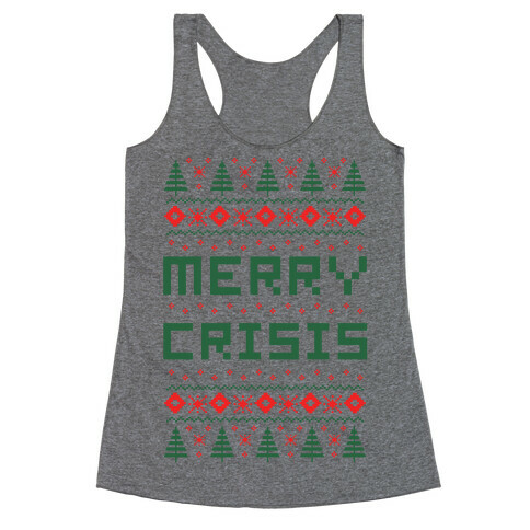Merry Crisis Ugly Christmas Sweater Racerback Tank Top