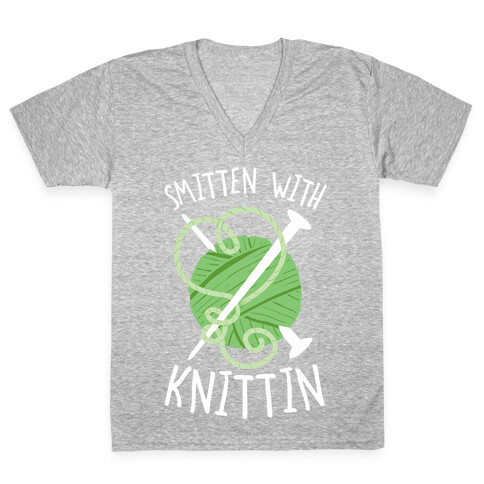 Smitten With Knittin V-Neck Tee Shirt