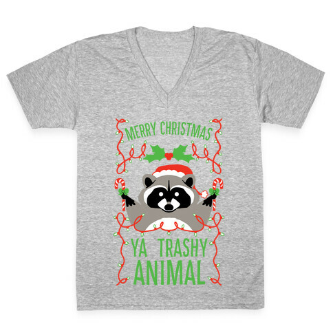 Merry Christmas Ya Trashy Animal V-Neck Tee Shirt