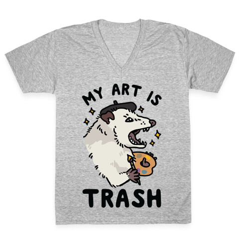 My Art is Trash Possum V-Neck Tee Shirt