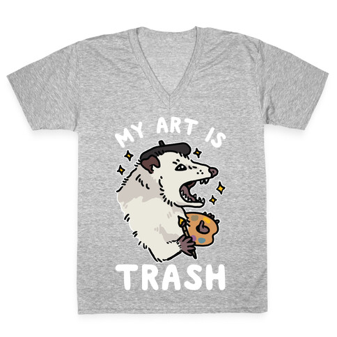 My Art is Trash Possum V-Neck Tee Shirt
