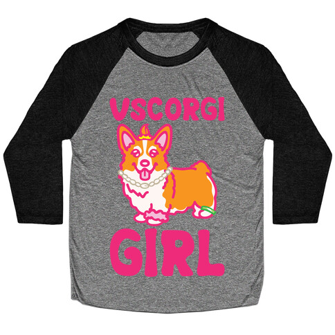 Vscogri Girl Parody White Print Baseball Tee