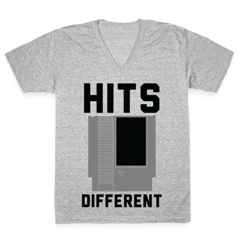 Hits Different Game Cartridge  V-Neck Tee Shirt