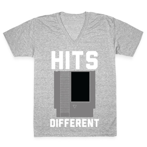 Hits Different Game Cartridge  V-Neck Tee Shirt