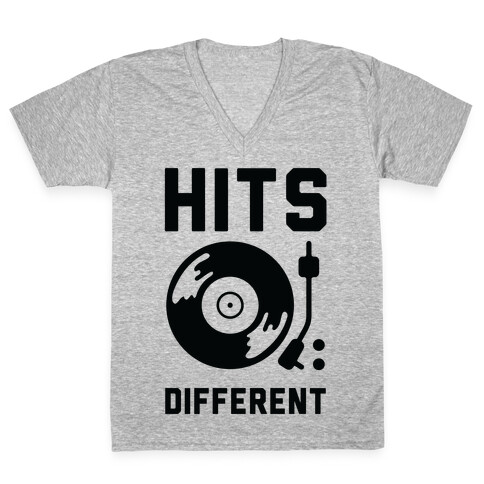 Hits Different Vinyl Record V-Neck Tee Shirt