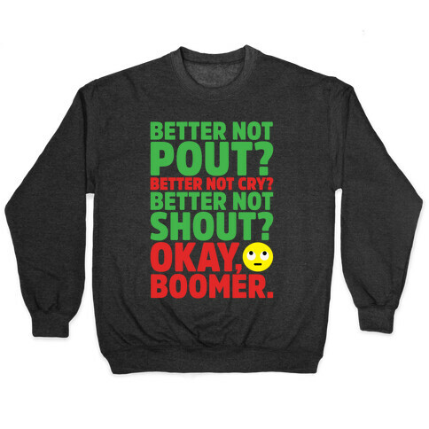 Okay Boom Santa Parody White Print Pullover