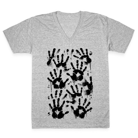 BT Handprints Pattern V-Neck Tee Shirt
