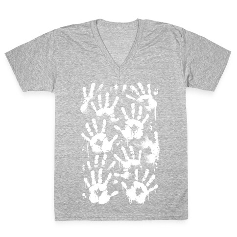 BT Handprints Pattern V-Neck Tee Shirt