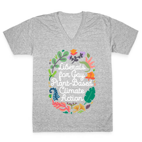 Liberals For Gay Plant-Based Climate Action V-Neck Tee Shirt