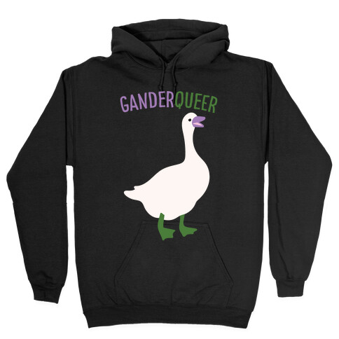 Ganderqueer (Goose Parody) White Print Hooded Sweatshirt