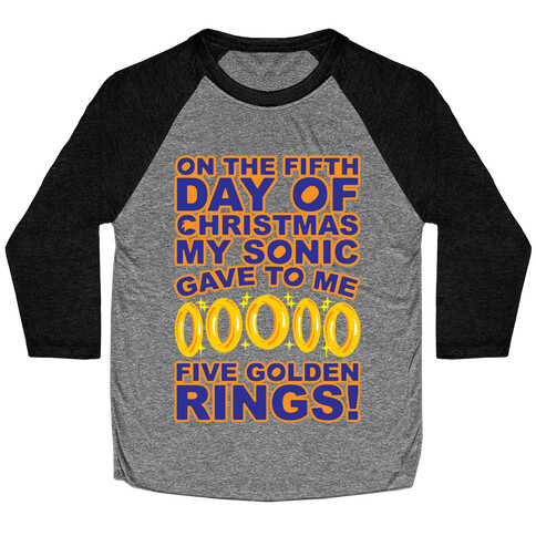 On The Fifth Day Of Christmas My Sonic Gave To Me Parody White Print Baseball Tee