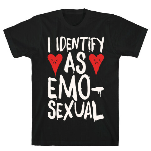 I Identify as Emo-sexual Parody White Print T-Shirt