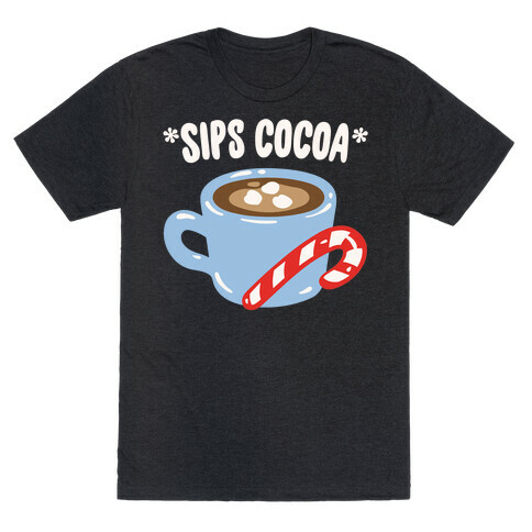 Sips Cocoa White Print T-Shirt
