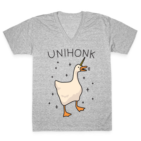 Unihonk Goose Unicorn V-Neck Tee Shirt