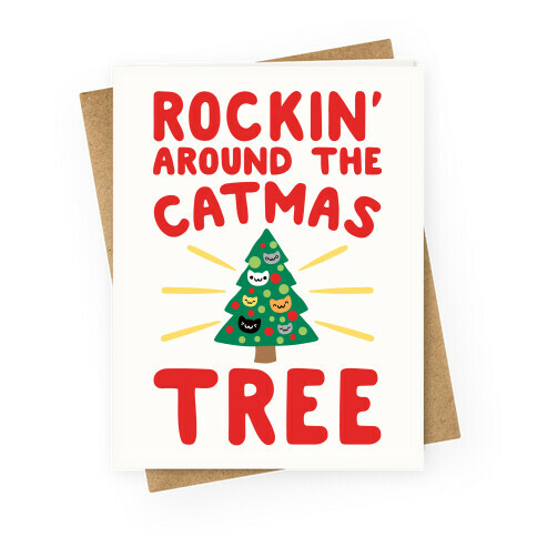 Rockin' Around The Catmas Tree Parody Greeting Card