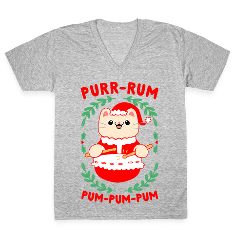 Purr-rum-pum-pum-pum V-Neck Tee Shirt