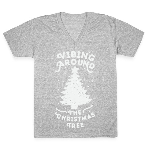 Vibing Around The Christmas Tree  V-Neck Tee Shirt