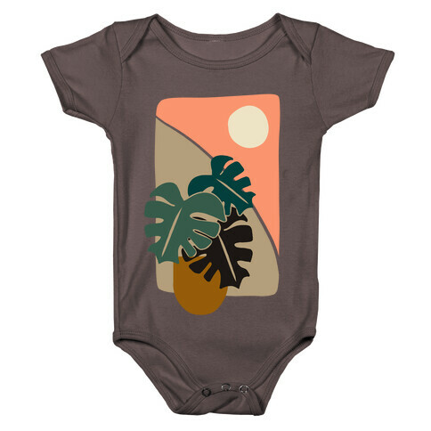 Minimalist Monstera Illustration Baby One-Piece