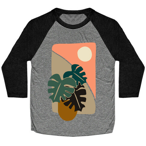 Minimalist Monstera Illustration Baseball Tee