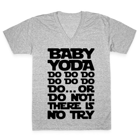 Baby Yoda Baby Shark Parody V-Neck Tee Shirt