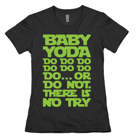 Baby Yoda Baby Shark Parody White Print Womens T-Shirt
