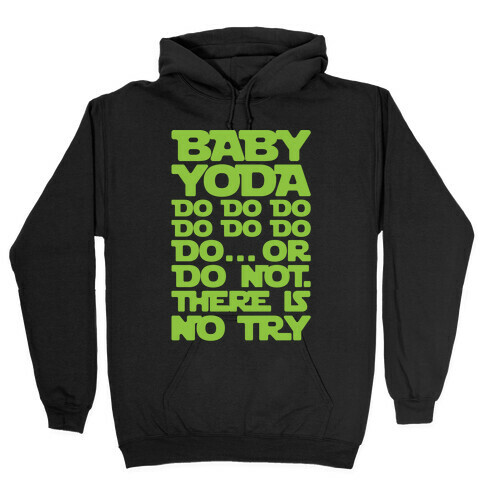 Baby Yoda Baby Shark Parody White Print Hooded Sweatshirt