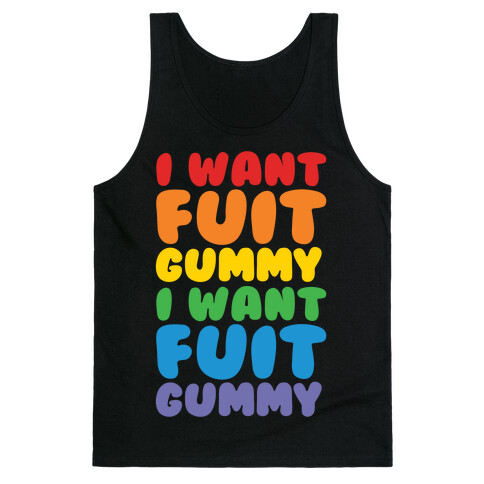 I Want Fuit Gummy White Print Tank Top