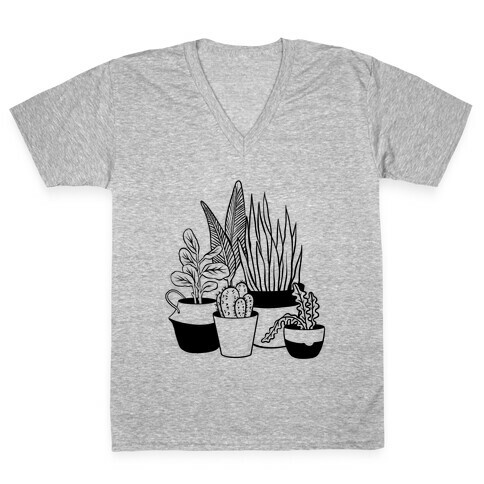 Houseplant Illustration V-Neck Tee Shirt