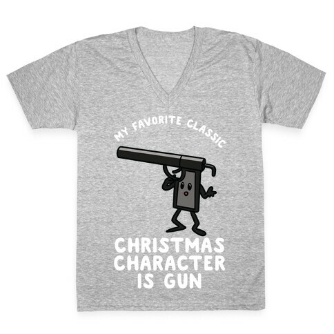 My Favorite Class Christmas Character is Gun V-Neck Tee Shirt