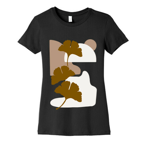 Minimalist Ginkgo Leaf Illustration Womens T-Shirt