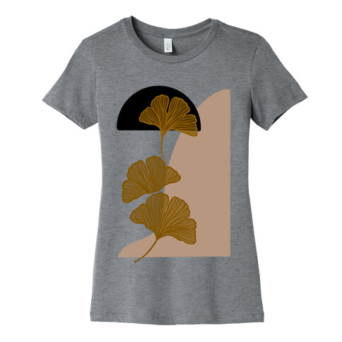 Minimalist Ginkgo Leaf Illustration Womens T-Shirt