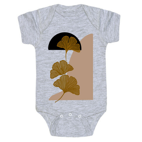 Minimalist Ginkgo Leaf Illustration Baby One-Piece