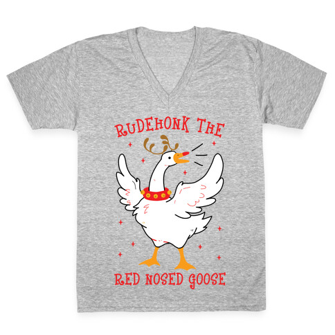 Rudehonk The Red Nosed Goose V-Neck Tee Shirt