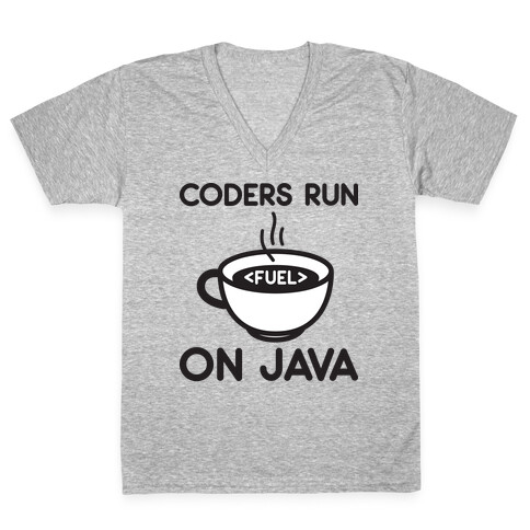 Coders Run On Java V-Neck Tee Shirt