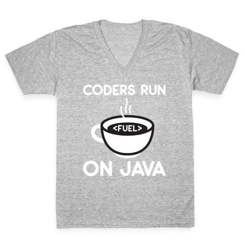 Coders Run On Java V-Neck Tee Shirt