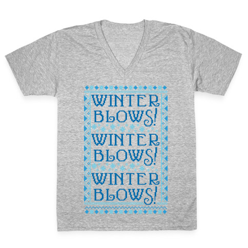 Winter Blows! Winter Blows! Winter Blows! V-Neck Tee Shirt