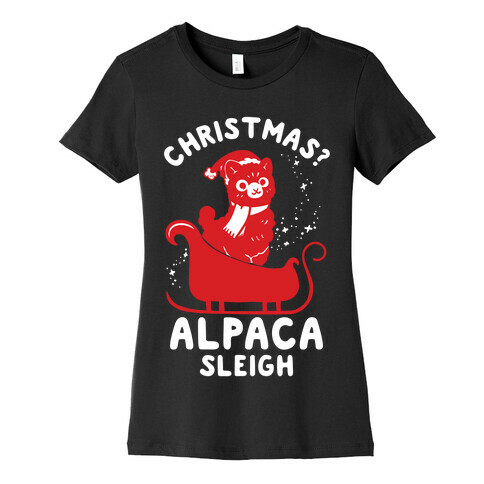 Christmas Alpaca Sleigh Womens T-Shirt