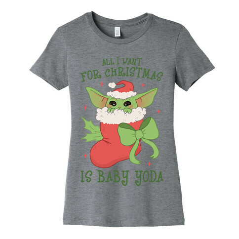 All I Want For Christmas Is Baby Yoda Womens T-Shirt