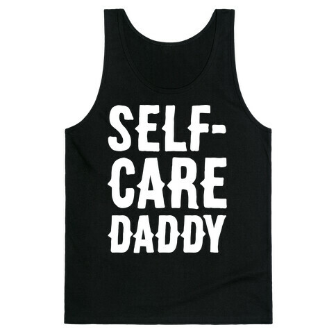 Self-Care Daddy White Print Tank Top