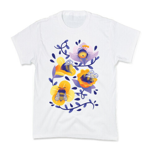 Sleepy Bumble Bee Butts Floral Kids T-Shirt