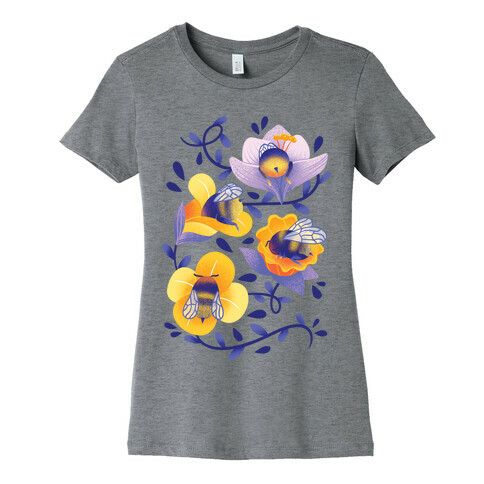 Sleepy Bumble Bee Butts Floral Womens T-Shirt