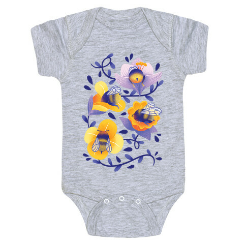 Sleepy Bumble Bee Butts Floral Baby One-Piece