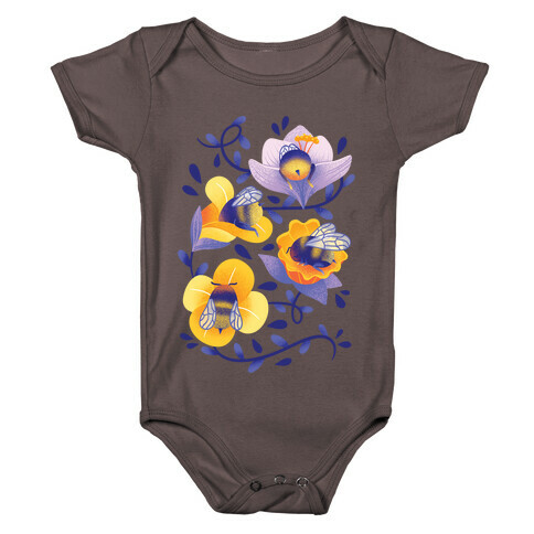 Sleepy Bumble Bee Butts Floral Baby One-Piece