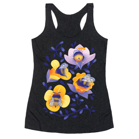 Sleepy Bumble Bee Butts Floral Racerback Tank Top