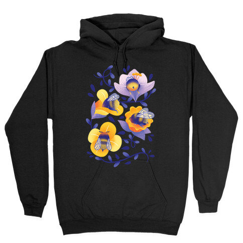 Sleepy Bumble Bee Butts Floral Hooded Sweatshirt