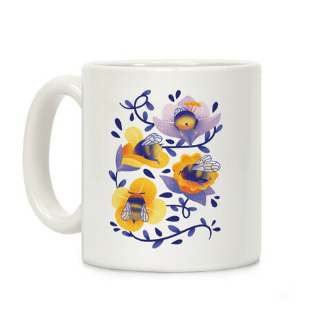 Sleepy Bumble Bee Butts Floral Coffee Mug